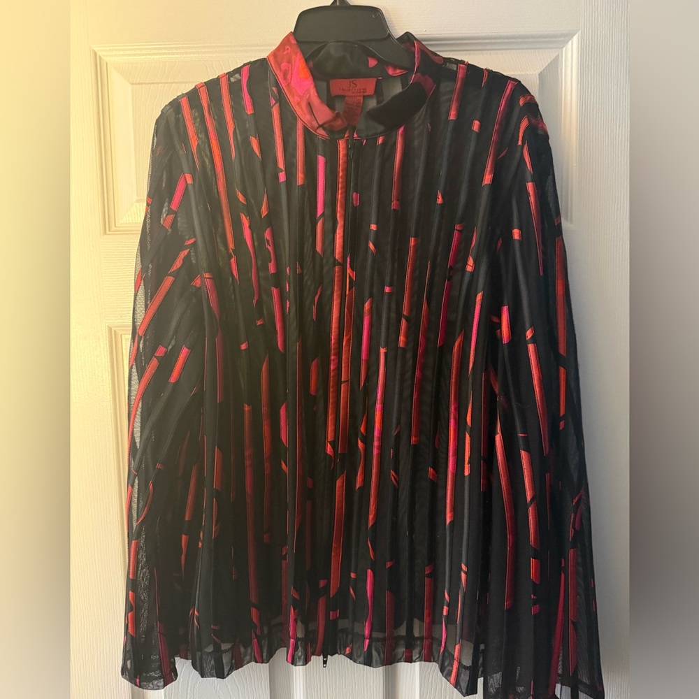 JS Collections Black and Red Women’s Shirt Jacket